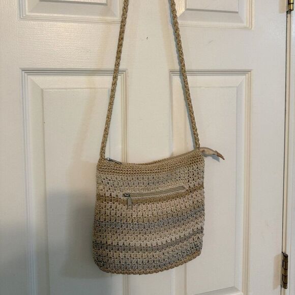 The Sak Neutral Crochet Crossbody Bag – Boho Woven Purse, EUC, Adjustable Strap - Picture 2 of 5